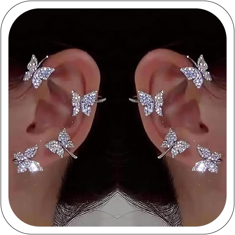 CSIYANJRY99 Elf Ear Cuffs for Women Butterfly Earrings Fairy Ears Goth Punk Ear Cuffs Halloween Accessorie Gothic Punk Jewelry Wrap Droping Earrings - Image 1